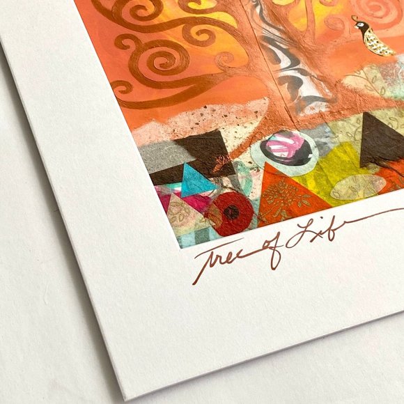 Original Art “Tree of Life” Mixed Media Artwork Acrylic Collage Painting 11"x14" - Picture 8 of 10